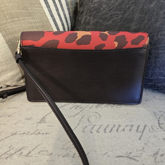 Coach Anna Foldover Crossbody Clutch in the Bright Poppy Red Leopard Print - Picture 5 of 16